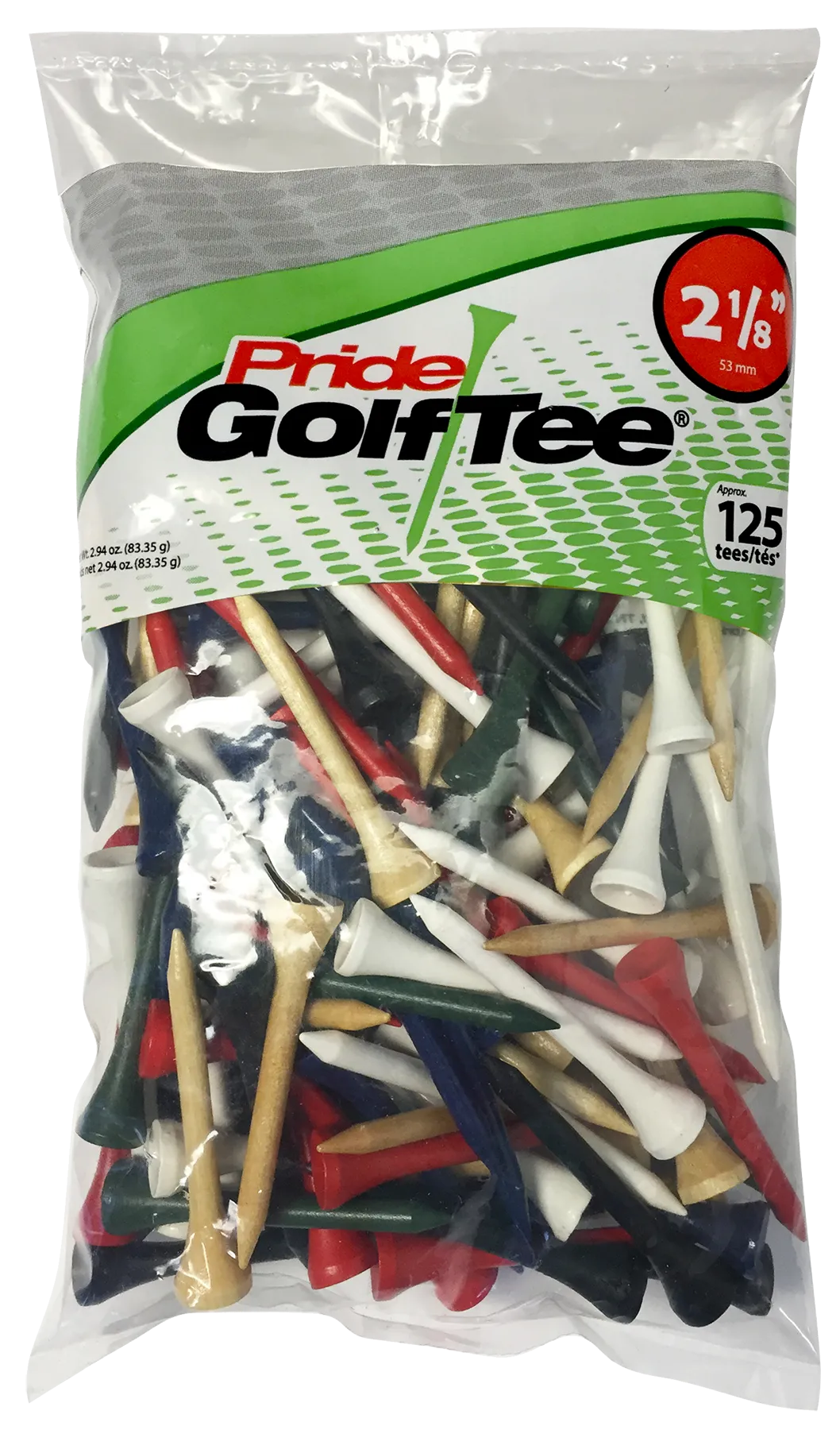 Pride Deluxe Wood Golf Tees 2-1/8" - Retail Bags