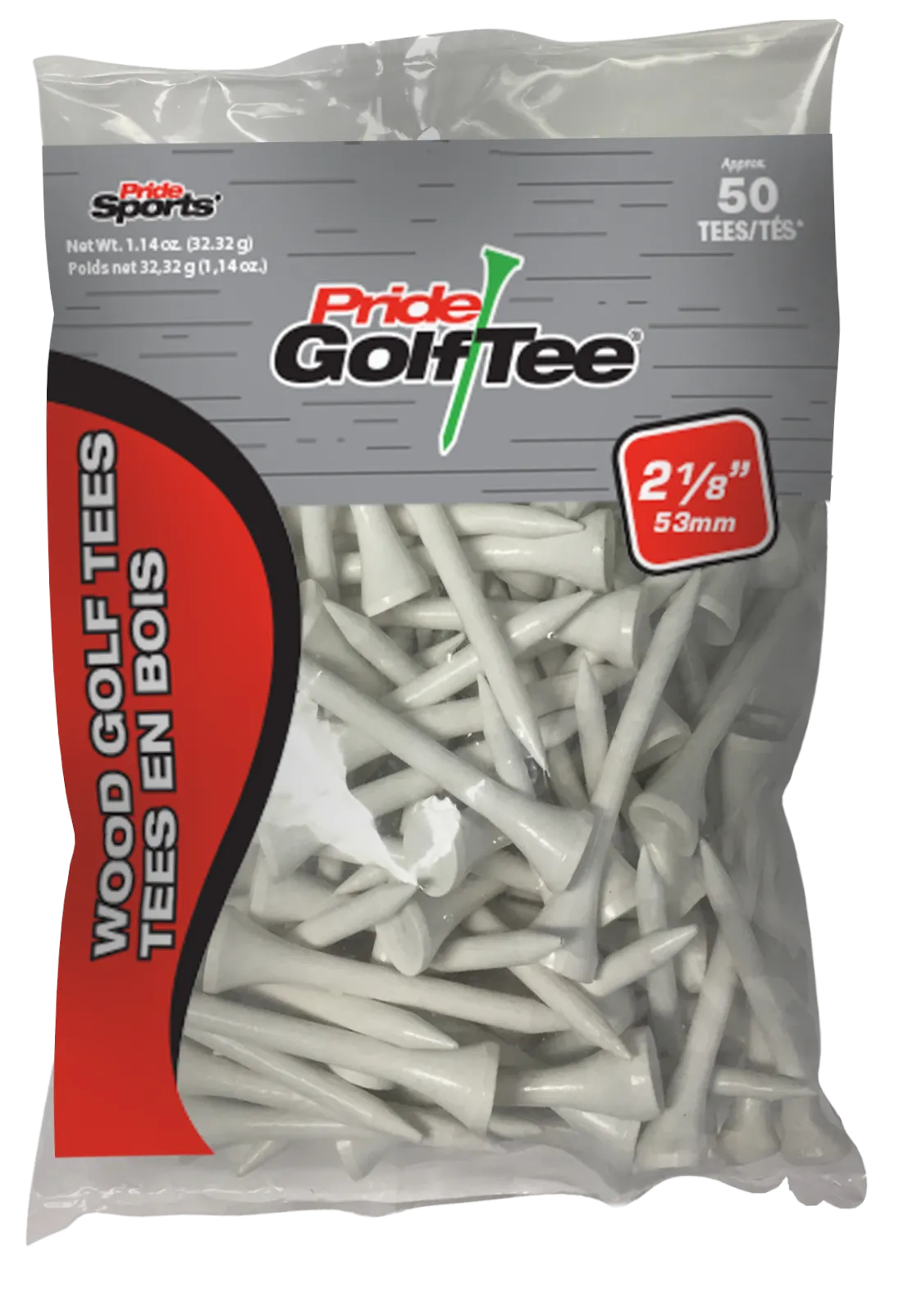 Pride Deluxe Wood Golf Tees 2-1/8" - Retail Bags