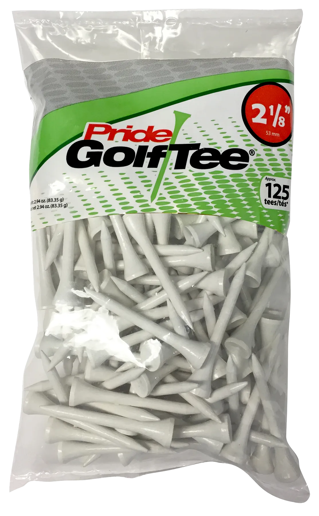Pride Deluxe Wood Golf Tees 2-1/8" - Retail Bags