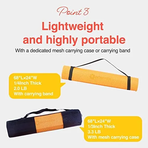 Primasole Yoga Mat with Carry Strap for Yoga Pilates Fitness and Floor Workout at Home and Gym 1/4 thick (Earth Brown Gray Color) PSS91NH004A