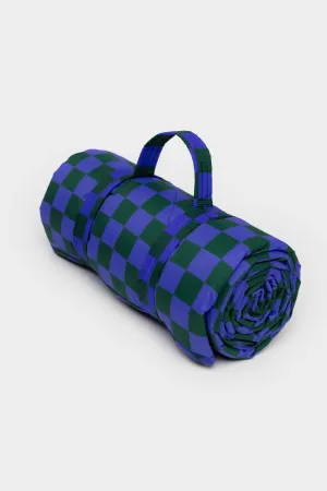 Puffy Picnic Blanket in Iris Green Check