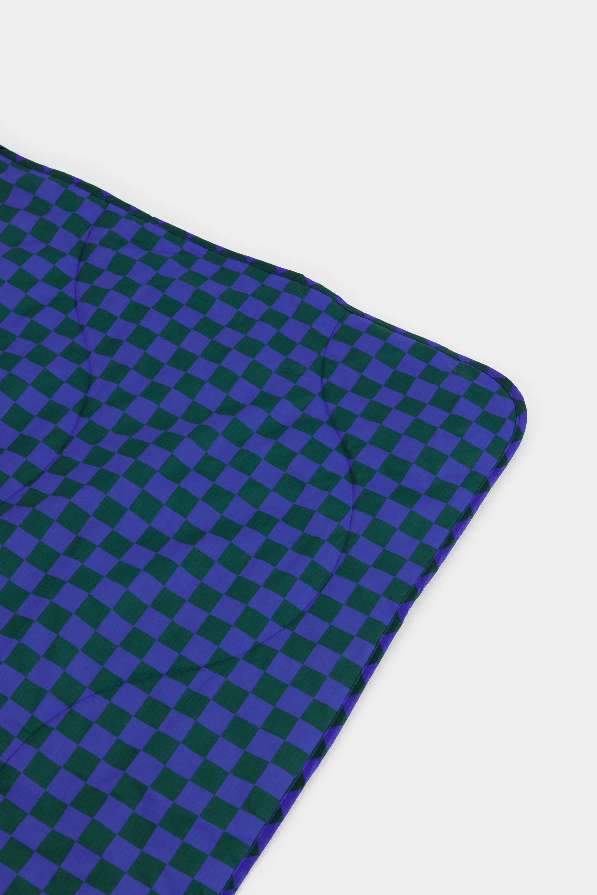 Puffy Picnic Blanket in Iris Green Check