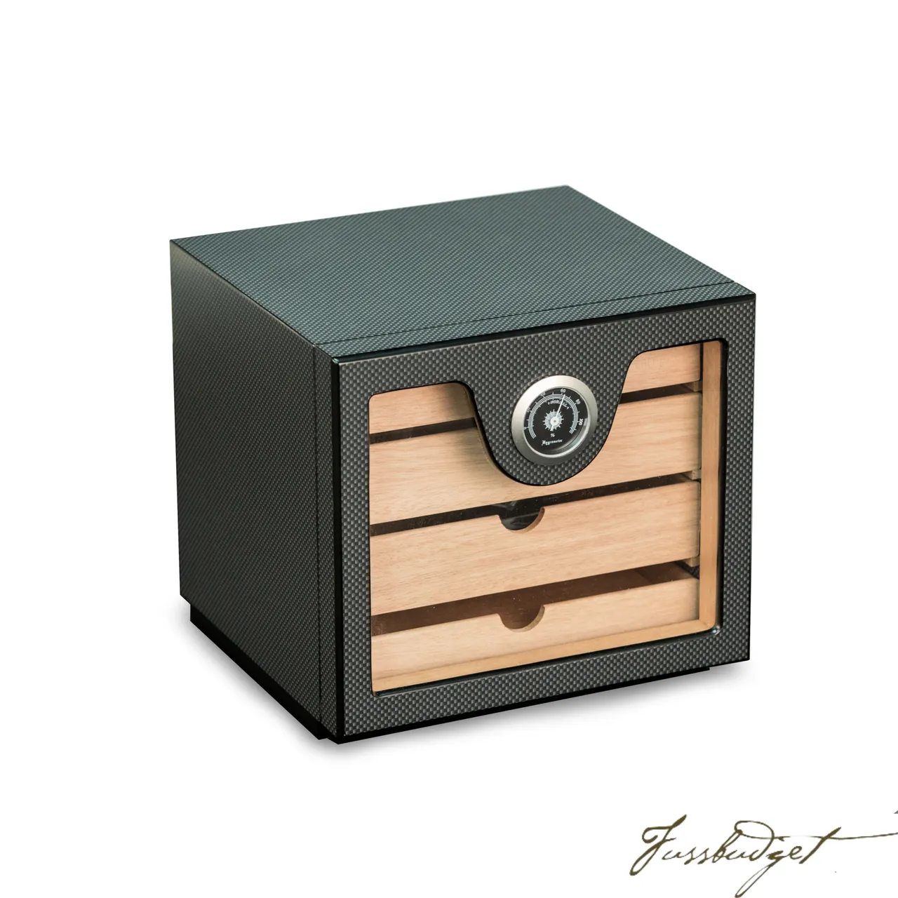 "Carbon Fiber" Matte Finish Wood Humidor with Hygrometer