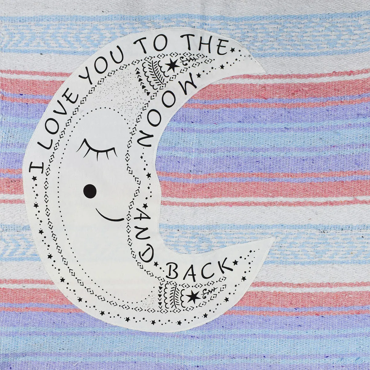 "I Love You to the Moon" - Purple/Pink Throw - Falza Mexican Blanket - Wholesale