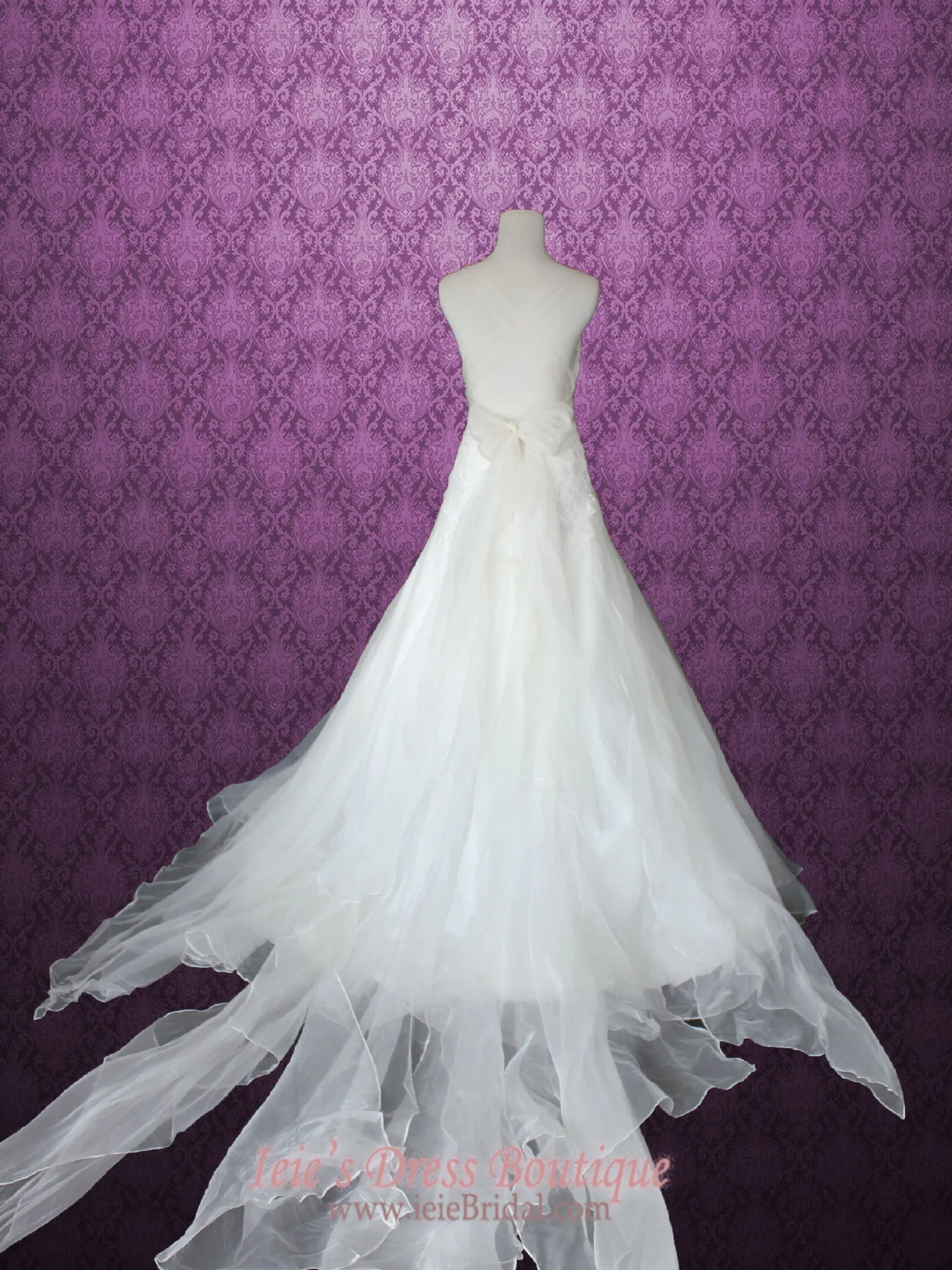 Ready to Wear Organza V Neck A-line Beach Lace Wedding Gown | MIKA