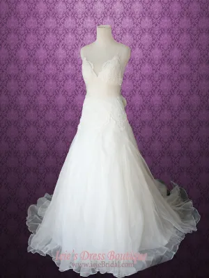Ready to Wear Organza V Neck A-line Beach Lace Wedding Gown | MIKA