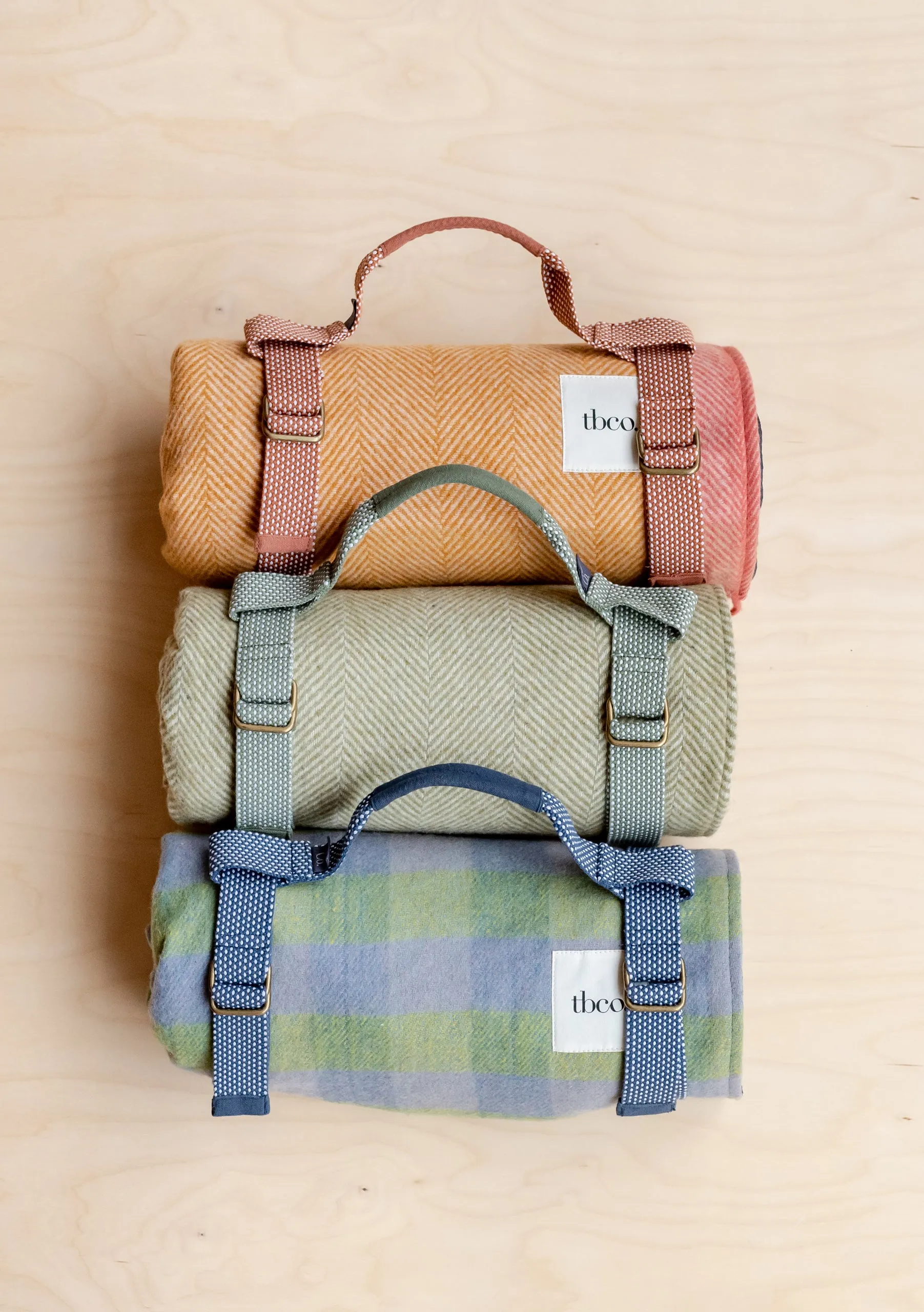 Recycled Wool Picnic Blanket in Mustard Frame Check