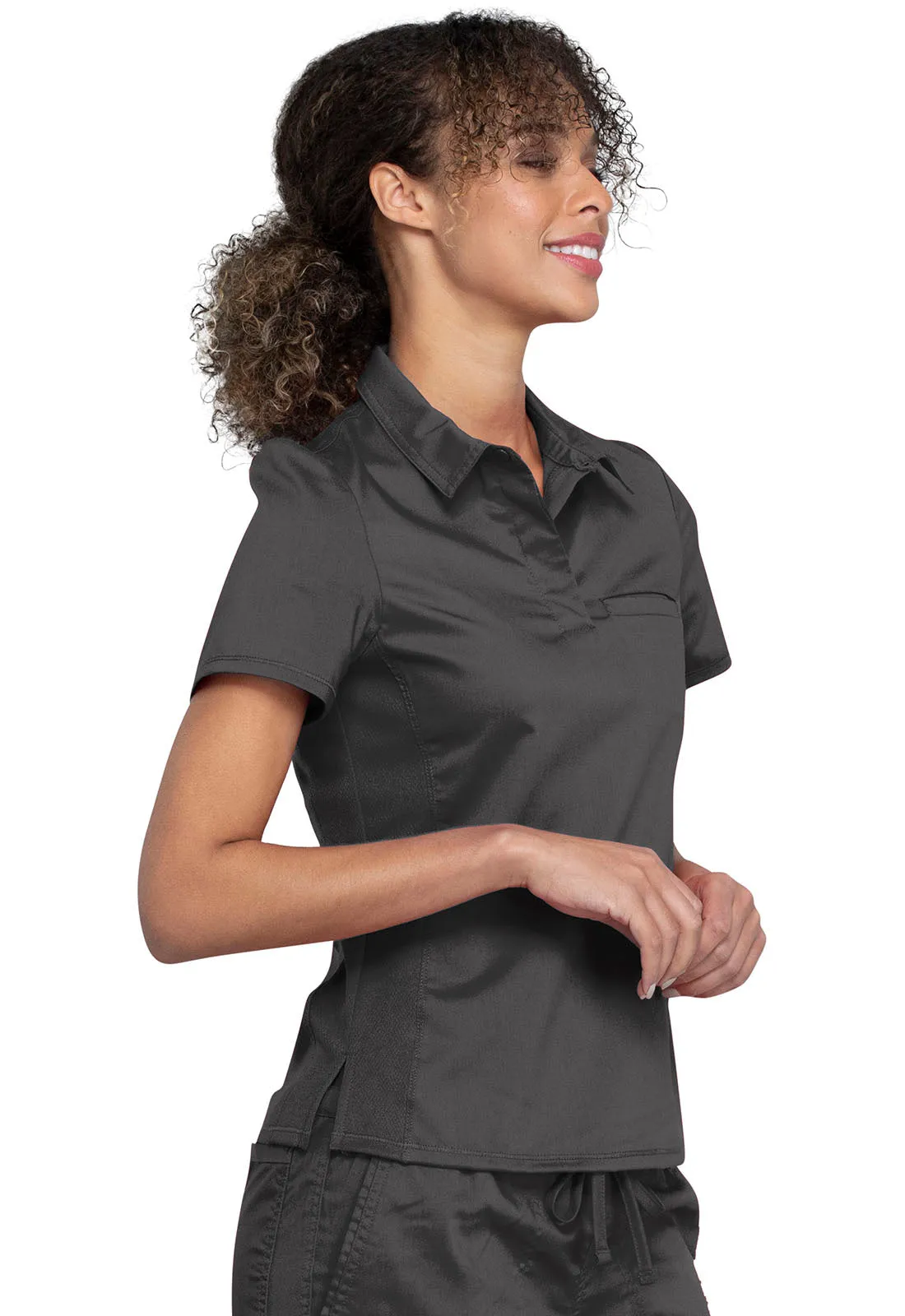 Revolution WW698 Tuckable Snap Front Polo Shirt Pewter