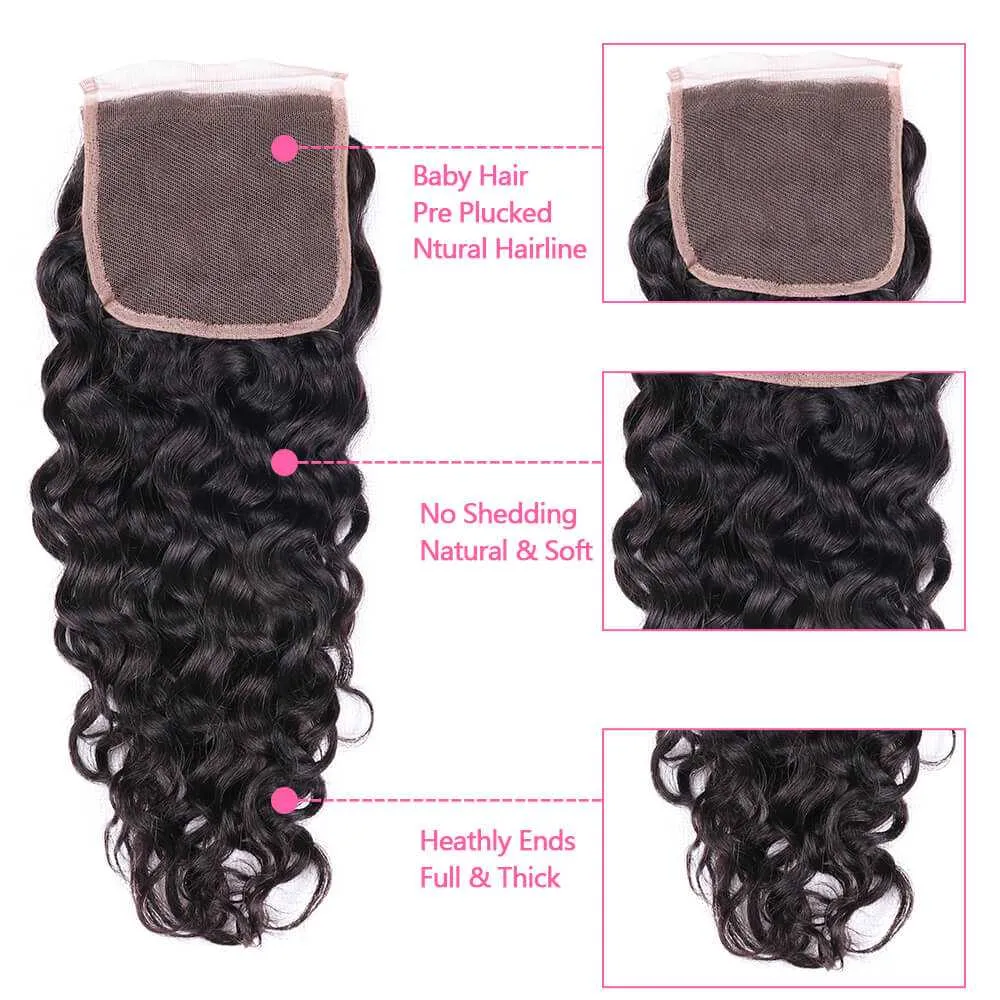 Sdamey Brazilian Water Wave Human Hair 5X5 Lace Closure