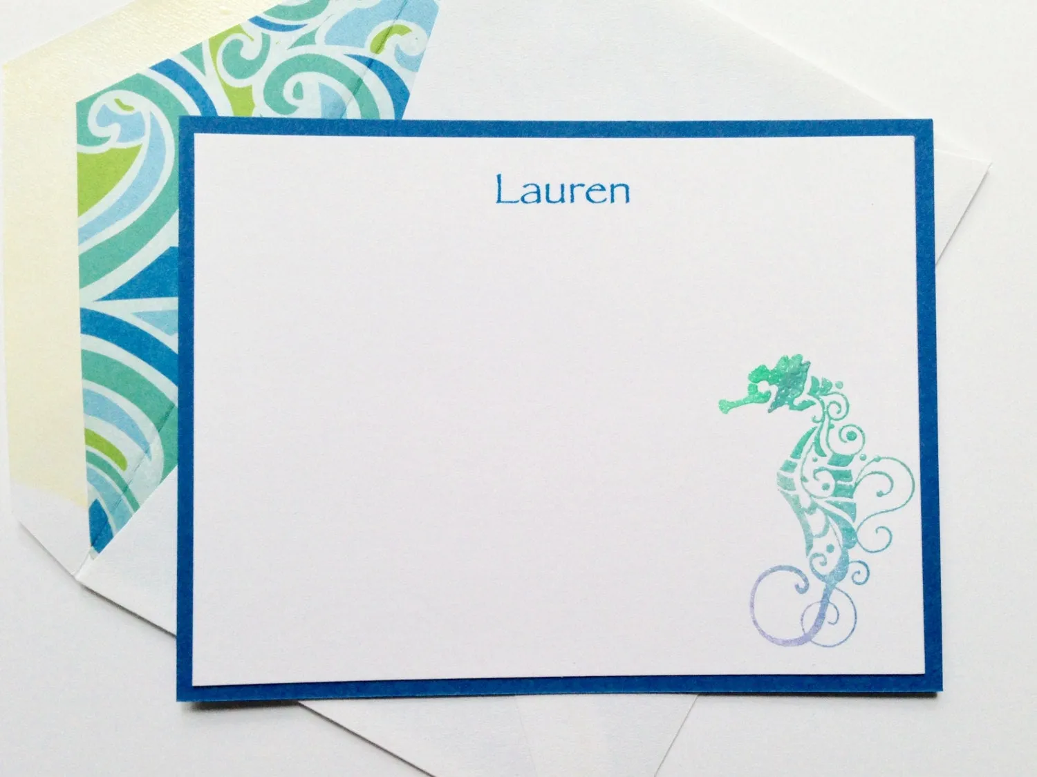Seahorse Note Cards, Personalized Seahorse Stationery, Thank You Cards, Seahorse Stationery, Beach Note Cards, Nautical Note Cards, Set of 8