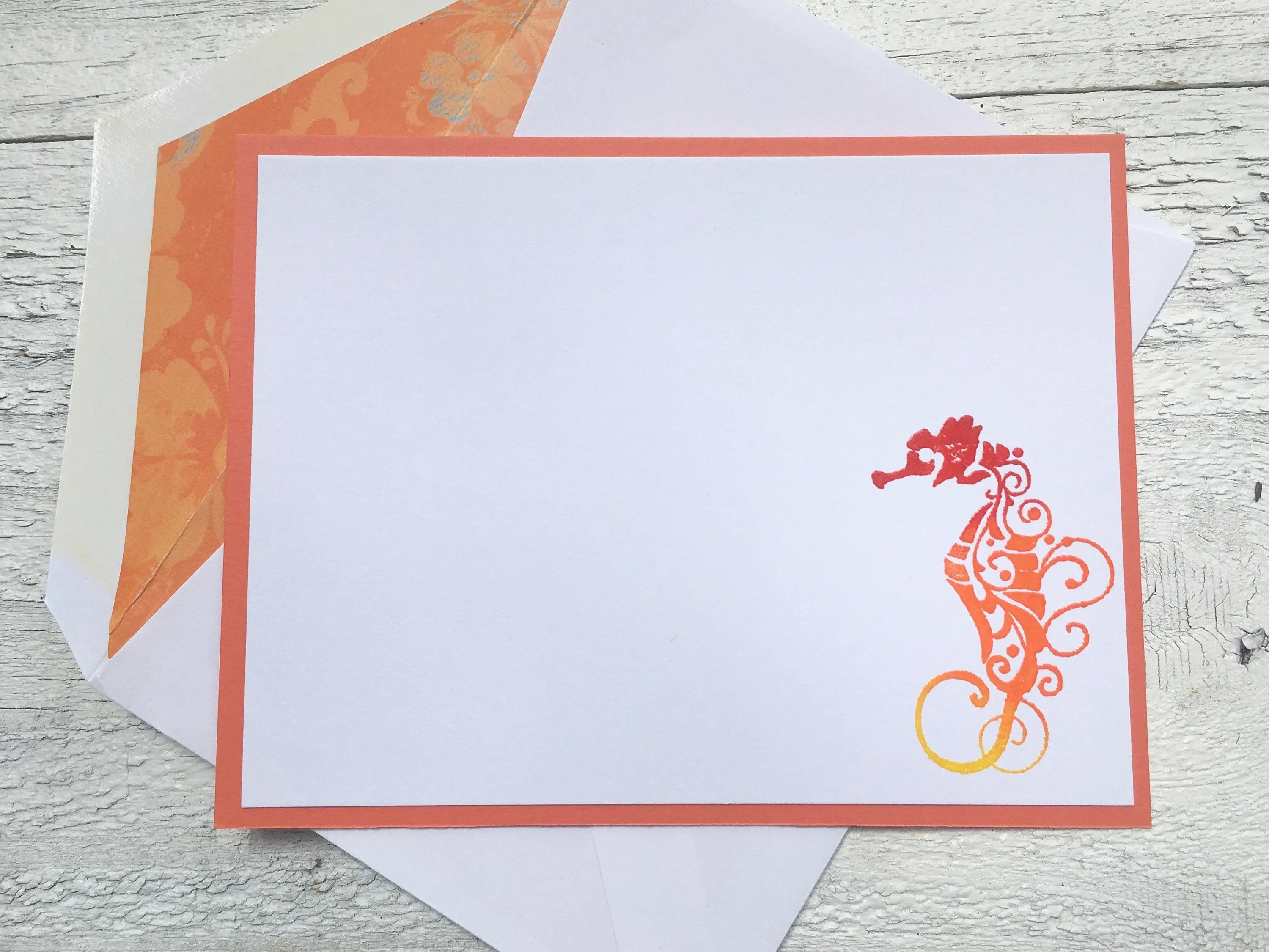 Seahorse Note Cards, Personalized Seahorse Stationery, Thank You Cards, Seahorse Stationery, Beach Note Cards, Nautical Note Cards, Set of 8