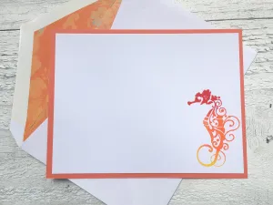 Seahorse Note Cards, Personalized Seahorse Stationery, Thank You Cards, Seahorse Stationery, Beach Note Cards, Nautical Note Cards, Set of 8