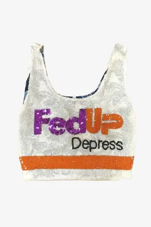 Sequin Supermarket Bag "Fedup Depress"