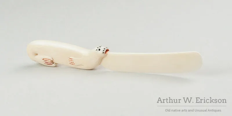 Set of 4 Nunivak Ivory Knives with Seal Handles