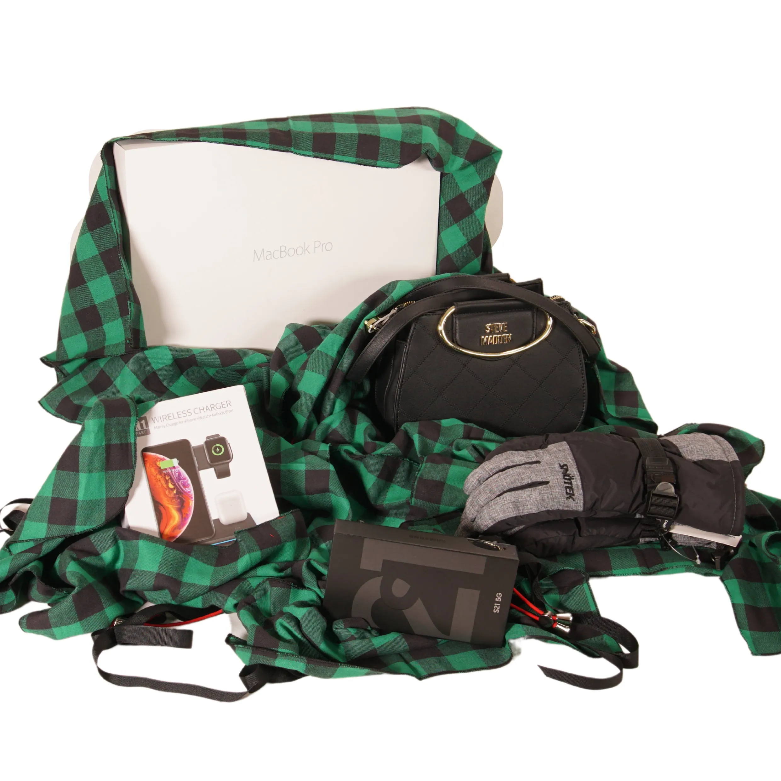 Set of 5 Bonbon Wraps - Green Buffalo Plaid