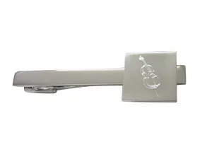 Silver Toned Etched Cello Music Instrument Square Tie Clip