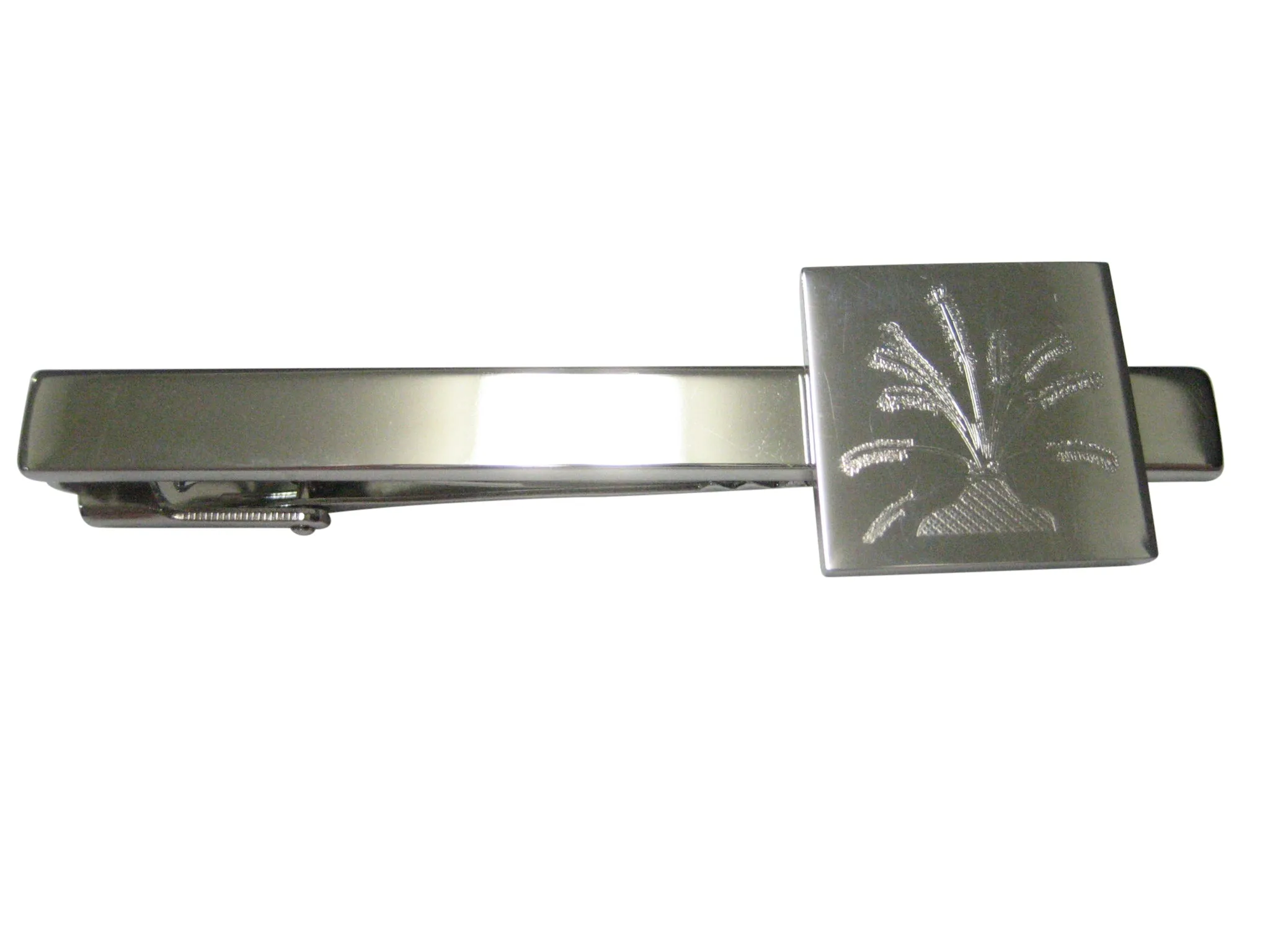 Silver Toned Etched Drosera Capensis Sundew Carnivorous Plant Tie Clip