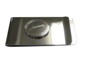 Silver Toned Etched Oval Dragonfly Money Clip