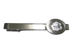Silver Toned Etched Oval Drosera Aliciae Alice Sundew Carnivorous Plant Tie Clip