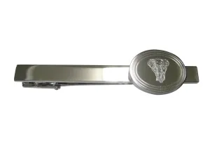 Silver Toned Etched Oval Front Facing Elephant Tie Clip