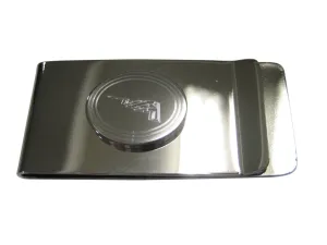 Silver Toned Etched Oval Stealth Bomber Plane Money Clip