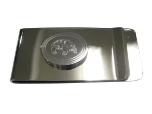 Silver Toned Etched Oval Turtle Tortoise Money Clip