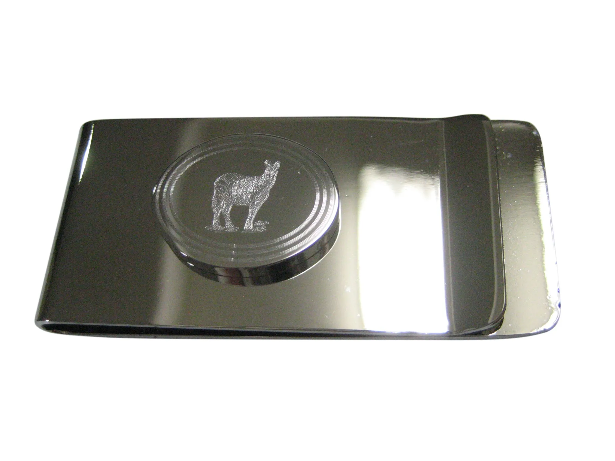 Silver Toned Etched Oval Zebra Money Clip
