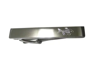 Silver Toned Etched Sleek Piranha Pirana Fish Skinny Tie Clip