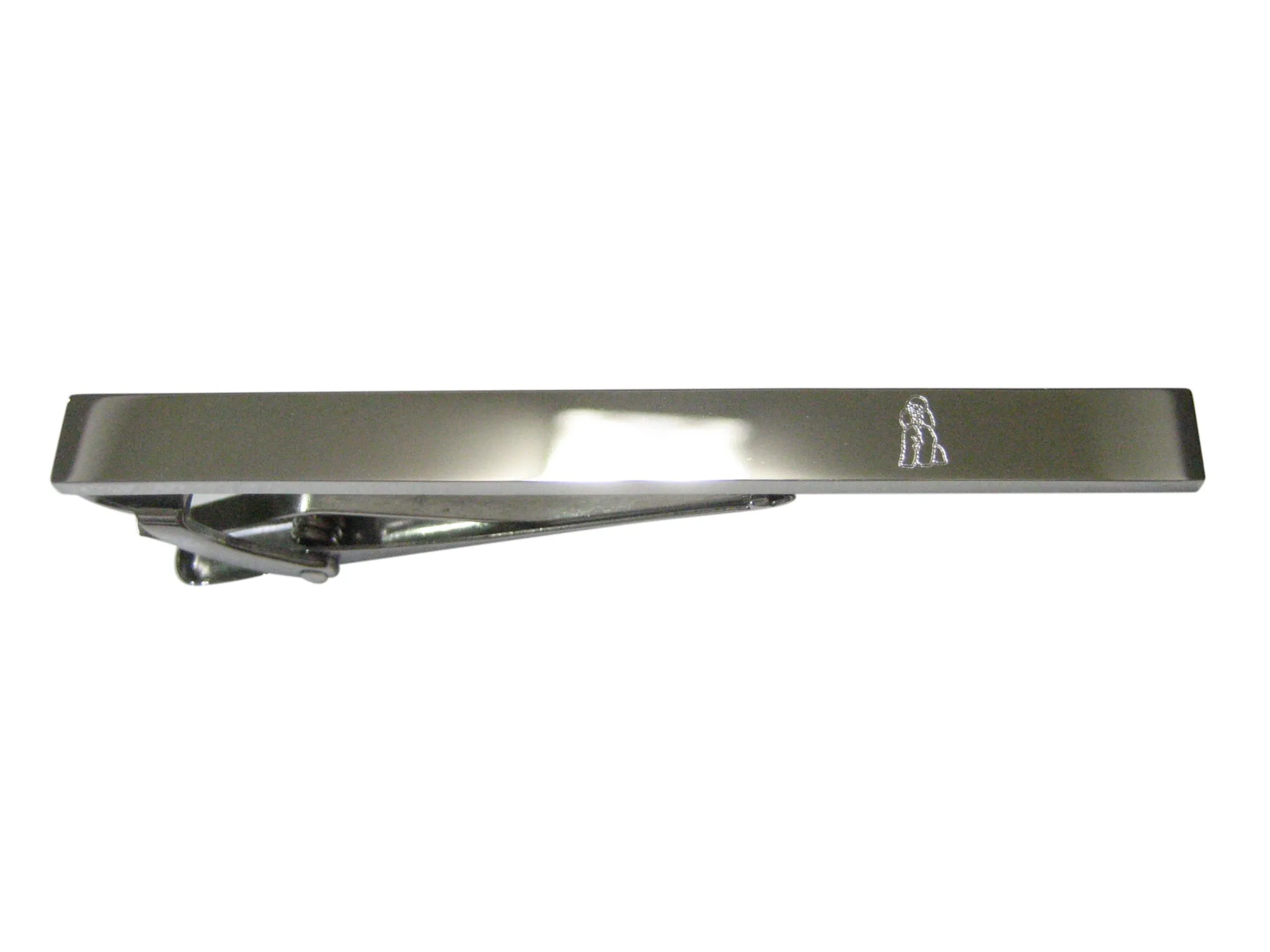 Silver Toned Etched Sleek Poodle Dog Tie Clip