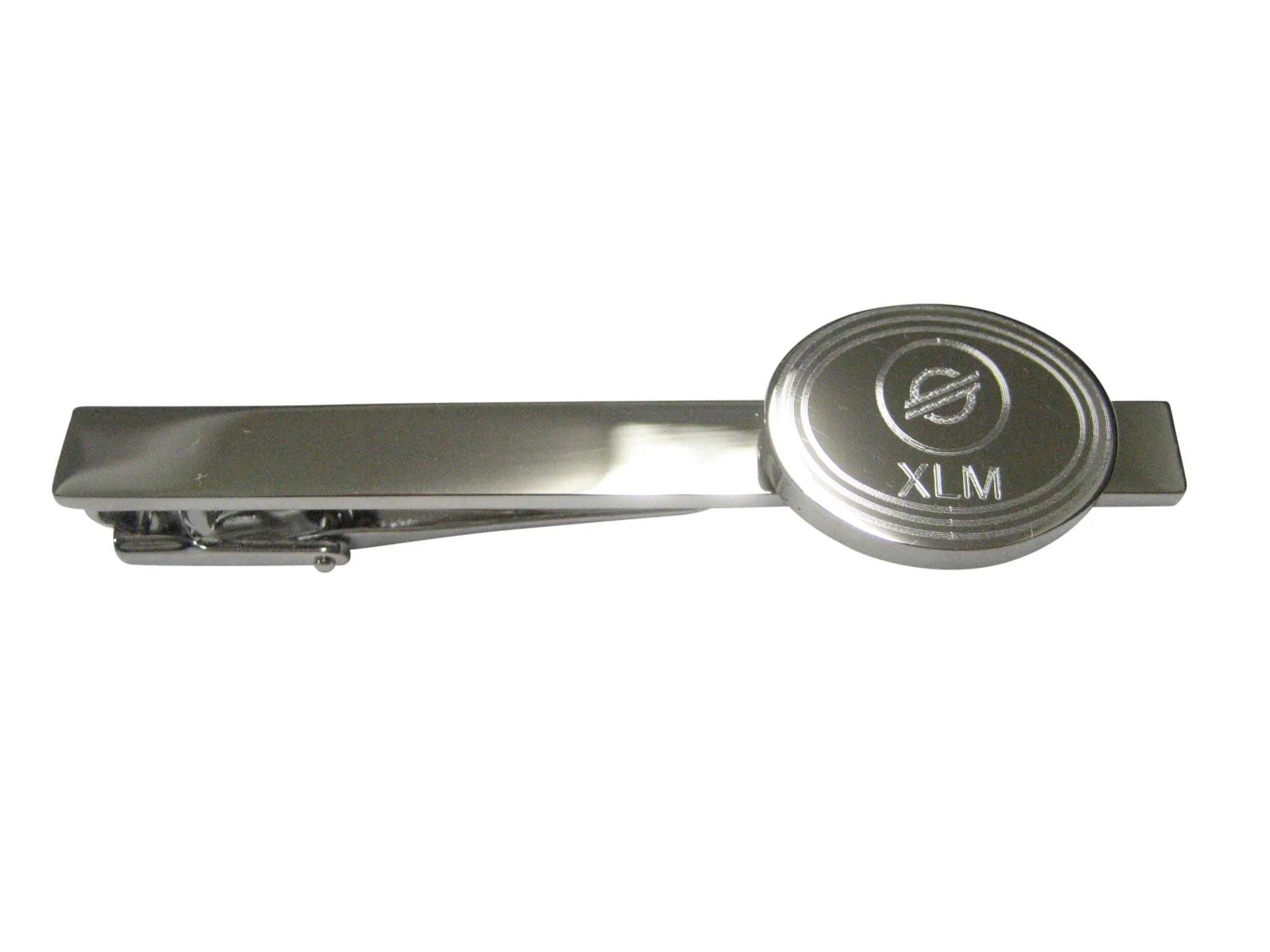 Silver Toned Oval Pendant Etched Stellar Lumens Coin XLM Cryptocurrency Blockchain Tie Clip