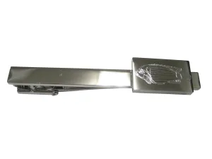 Silver Toned Rectangular Etched African Cichlid Fish Tie Clip