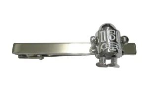 Silver Toned Rounded Robot Tie Clip
