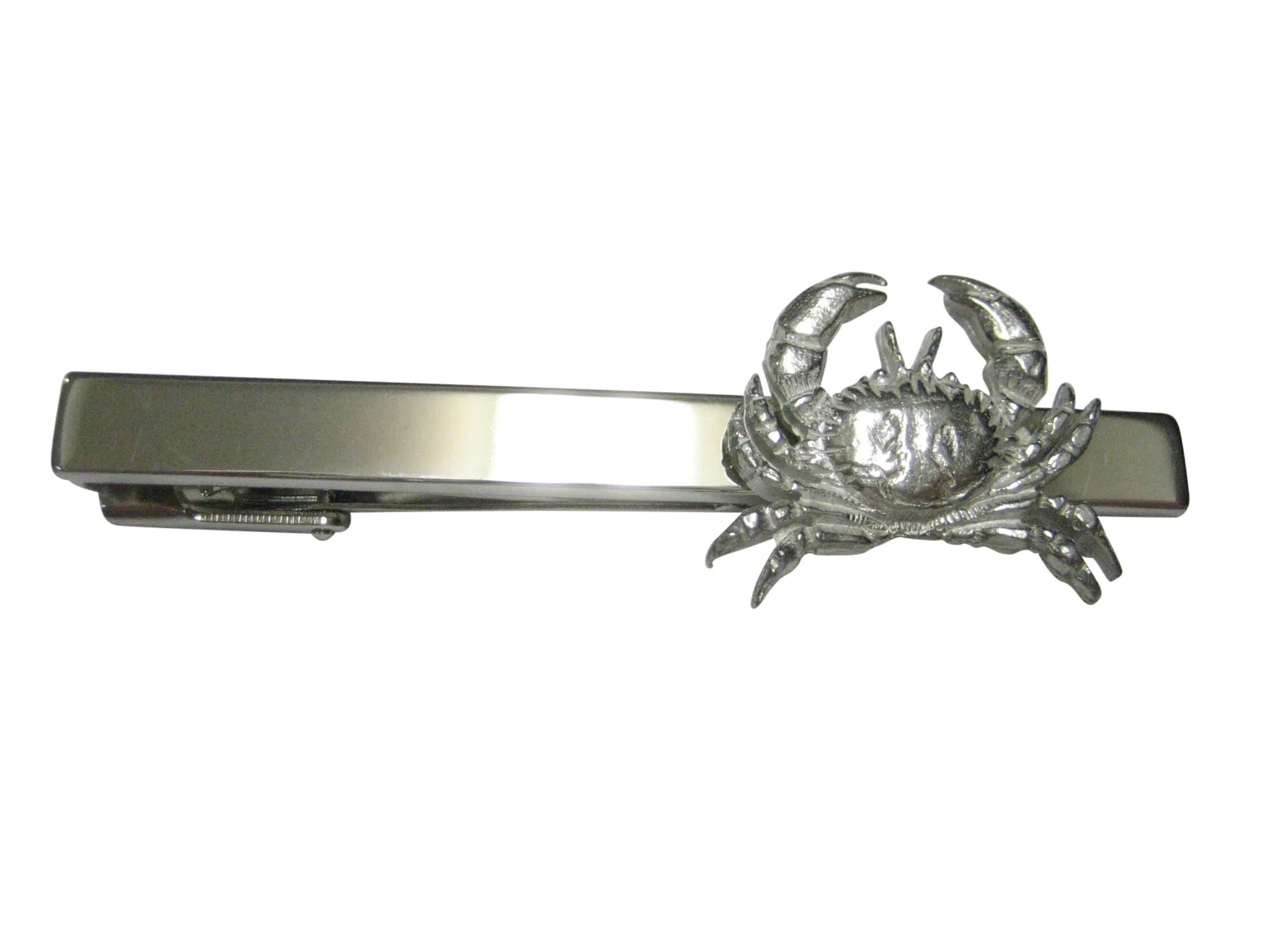 Silver Toned Textured Crab Tie Clip