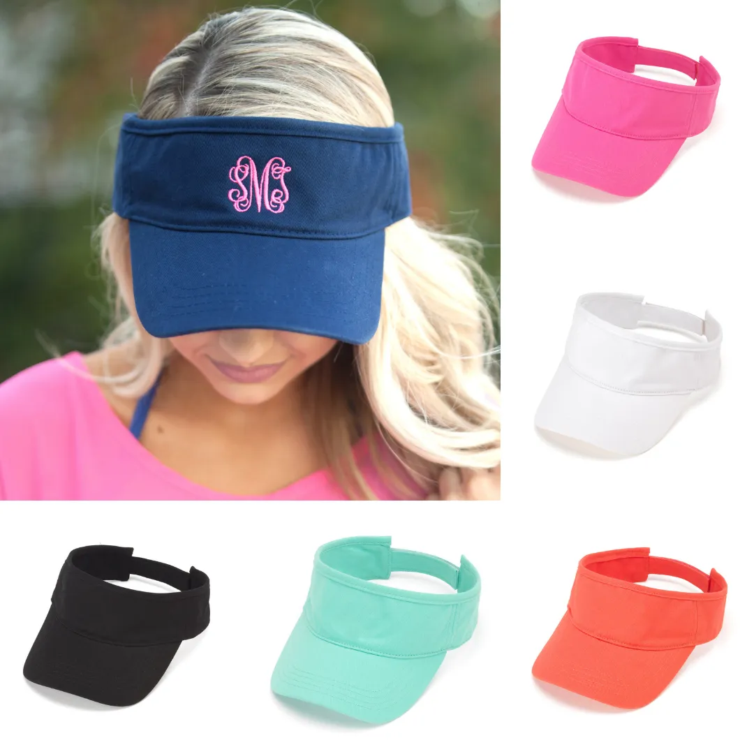 Solid Monogrammed Visor - 6 Colors