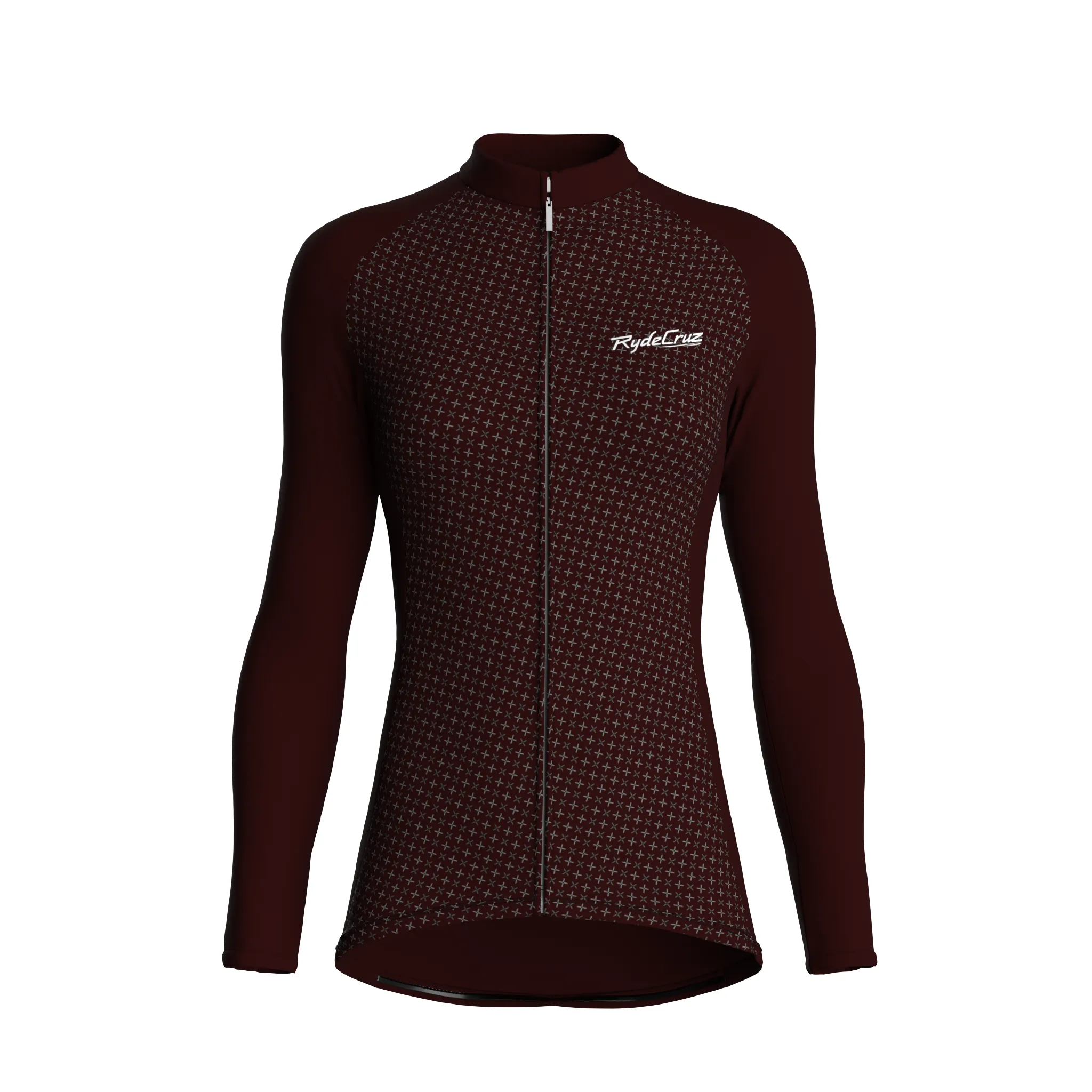 Stellar Grid | Dark Red Female Long Sleeves Jersey