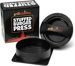 Stuffed Burger Press and Recipe Ebook - Extended Warranty - Hamburger Patty Maker for Grilling - BBQ Grill Accessories
