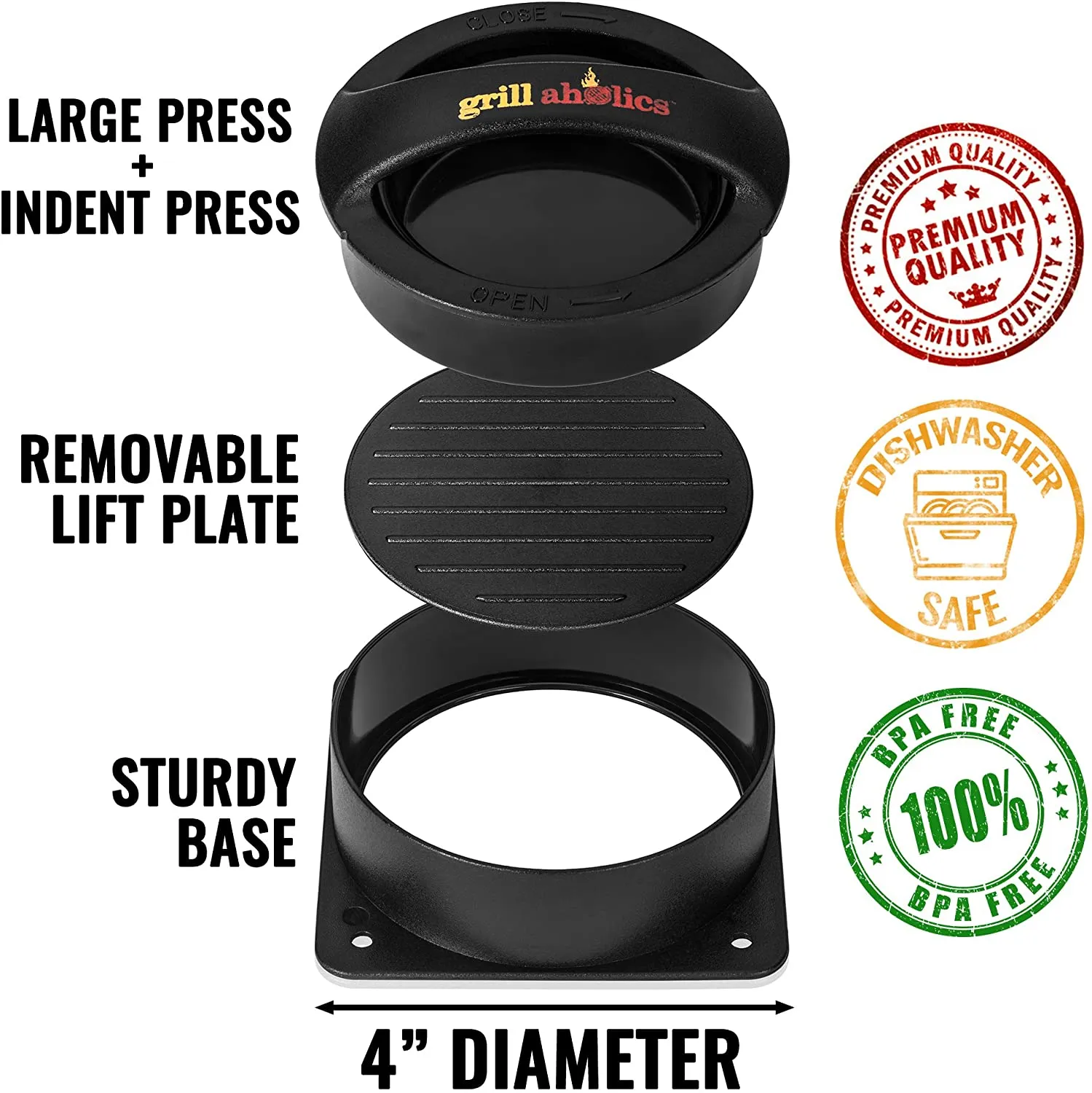 Stuffed Burger Press and Recipe Ebook - Extended Warranty - Hamburger Patty Maker for Grilling - BBQ Grill Accessories