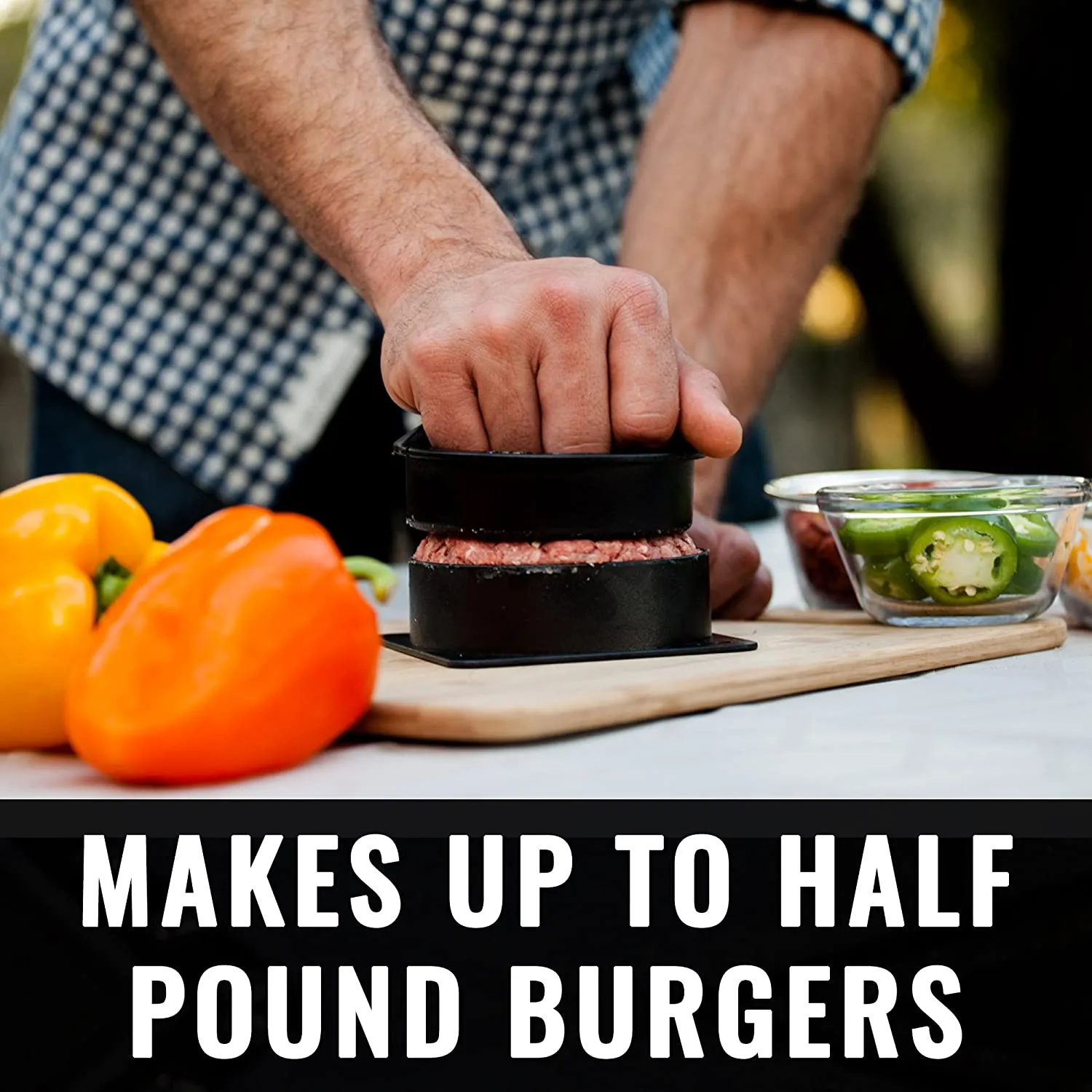 Stuffed Burger Press and Recipe Ebook - Extended Warranty - Hamburger Patty Maker for Grilling - BBQ Grill Accessories