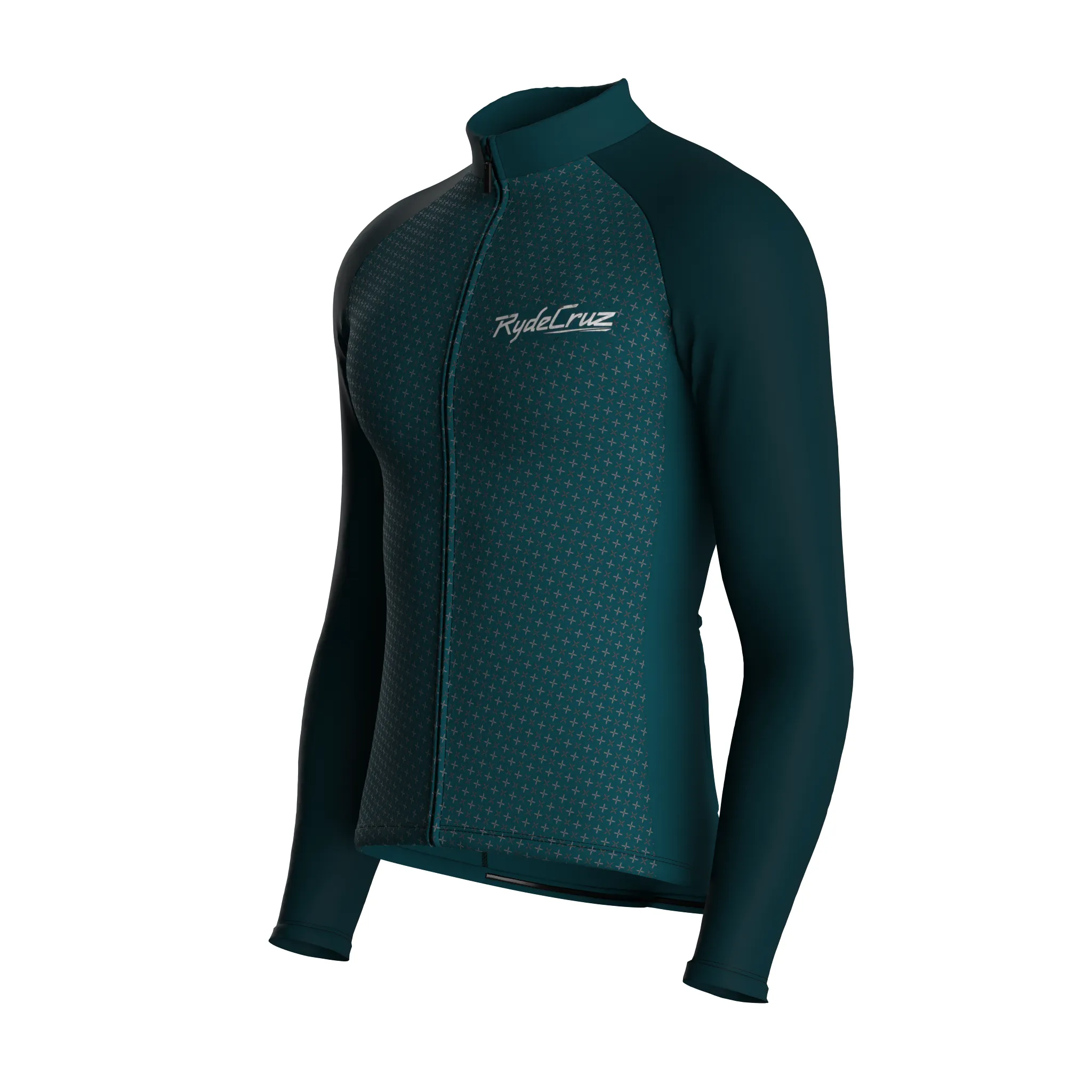 Swift Grid | Midnight Green Male Long Sleeves Jersey