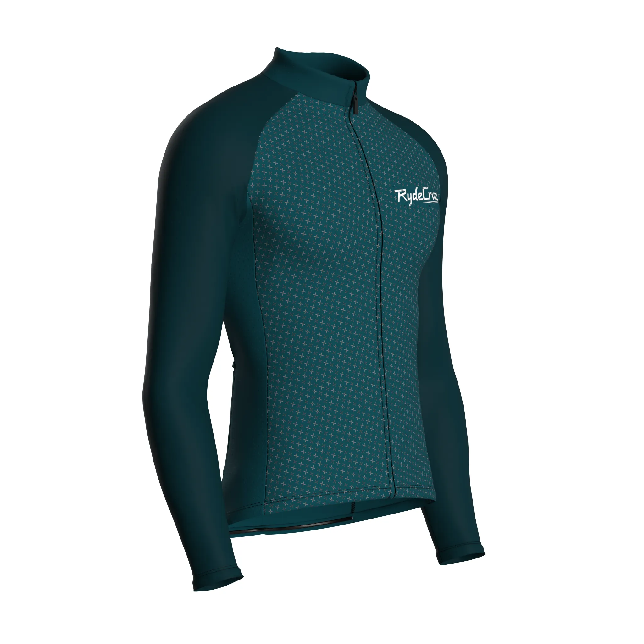 Swift Grid | Midnight Green Male Long Sleeves Jersey