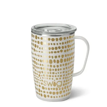 Swig Life 18oz Travel Mug | Insulated Stainless Steel Tumbler with Handle | Glamazon Gold