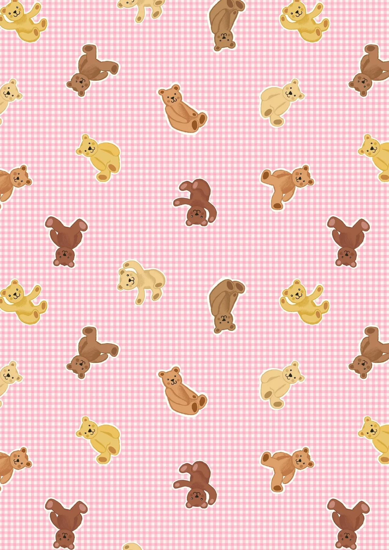 Teddy Bear's Picnic A792-1 Teddy Bears on Pink Gingham