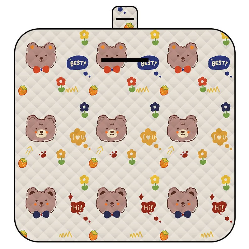 Thickened Waterproof Picnic Blanket - Portable Outdoor Beach Mat for Camping and Hiking 150*200cm(Bow tie bear)