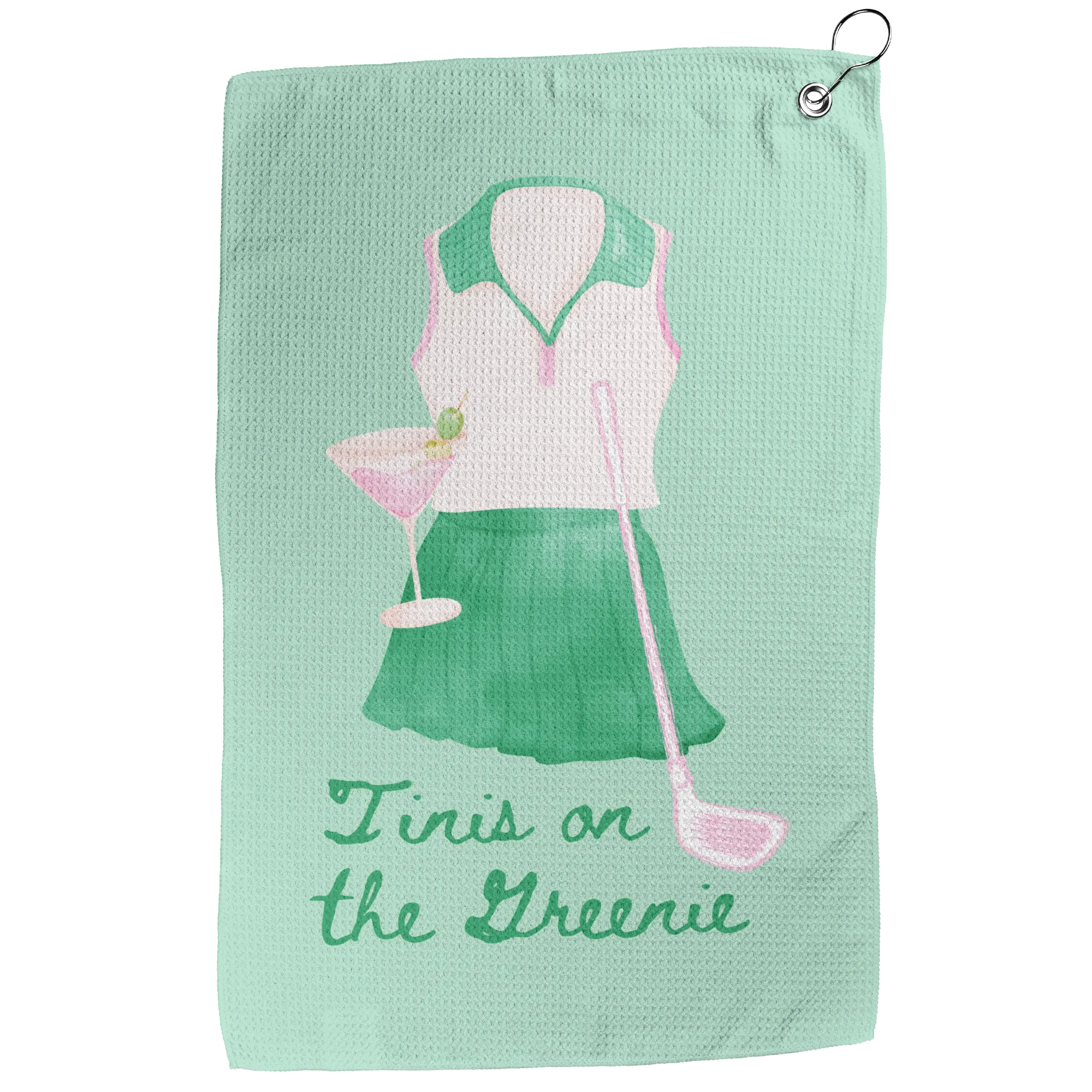 Tinis on the Greenie Golf Towel