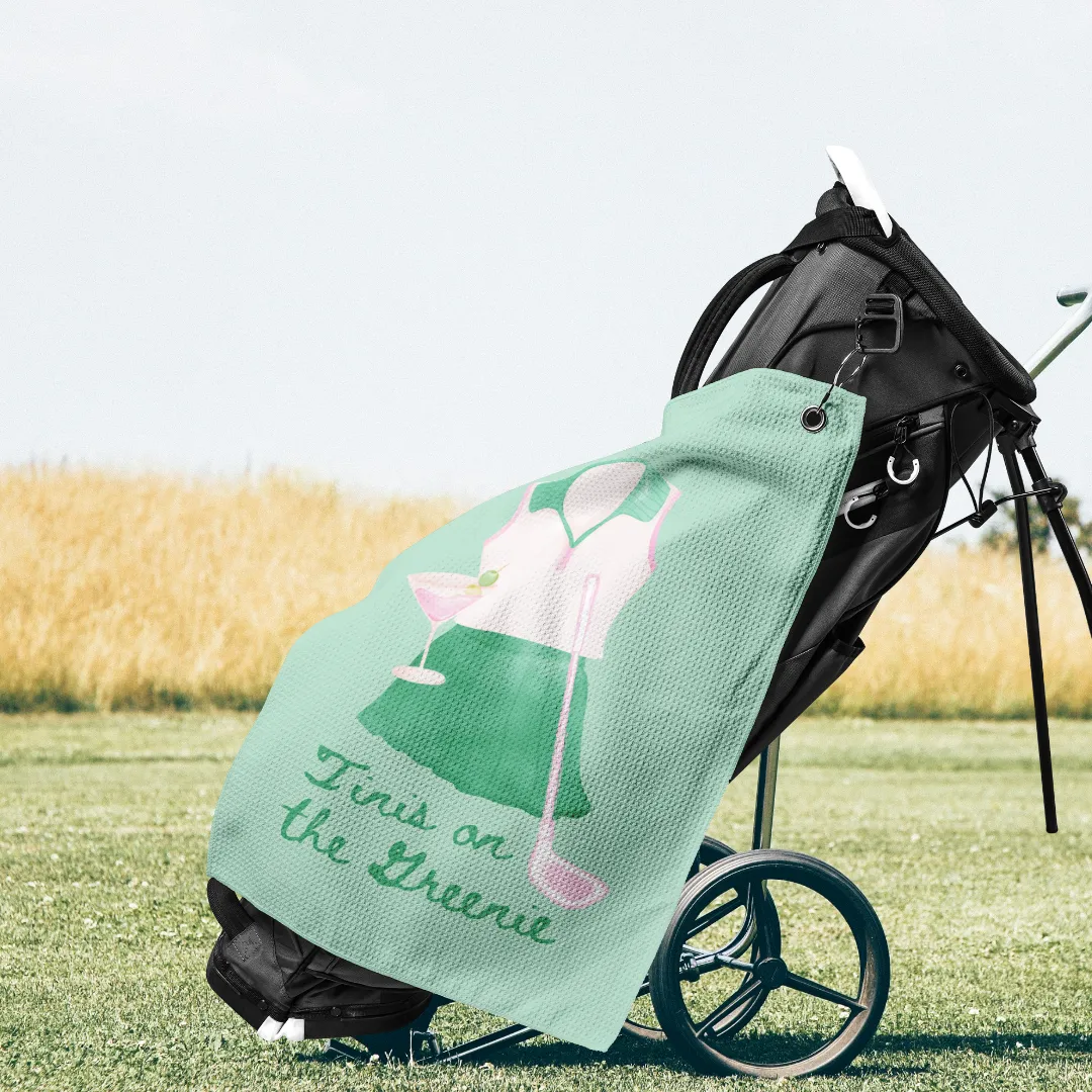 Tinis on the Greenie Golf Towel