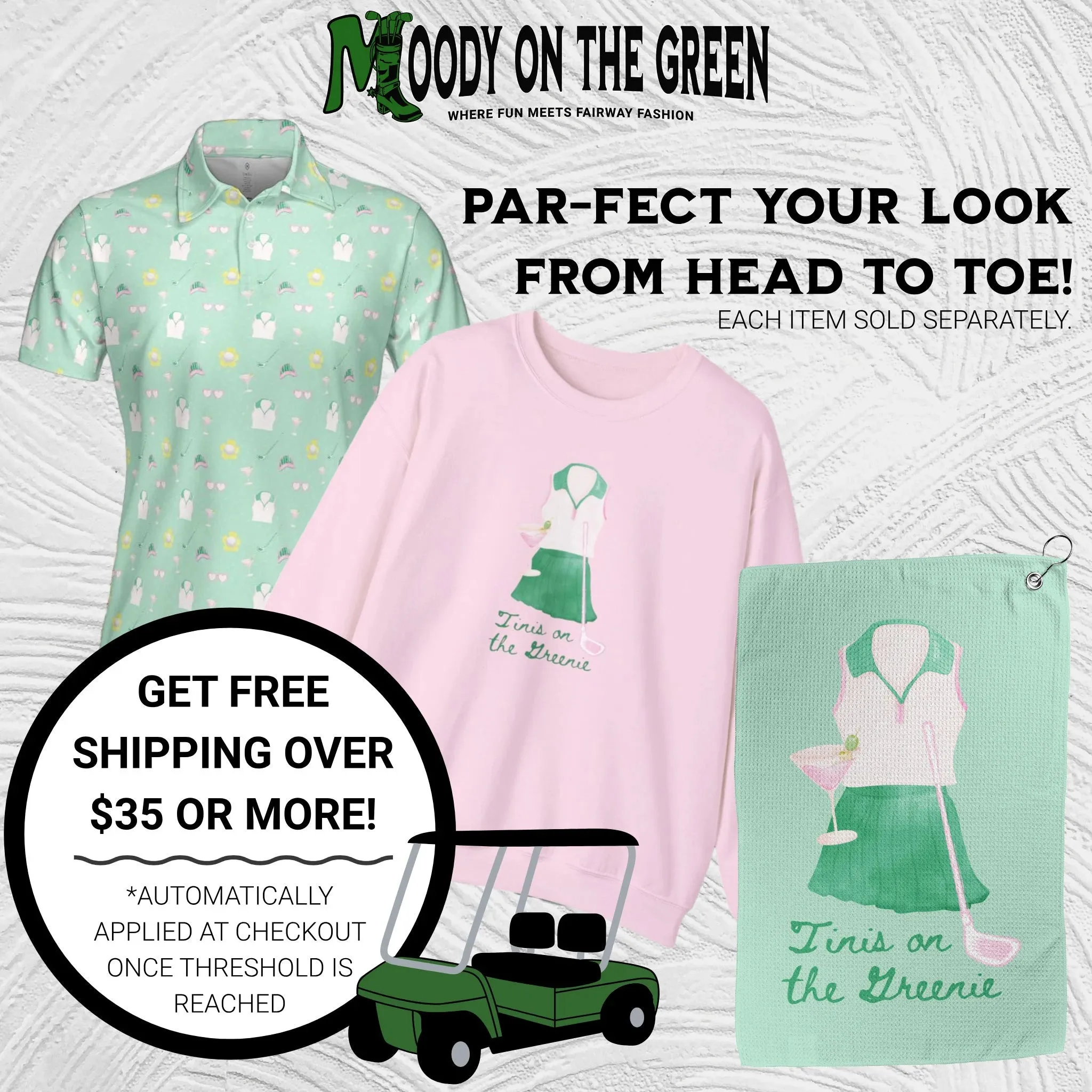 Tinis on the Greenie Golf Towel