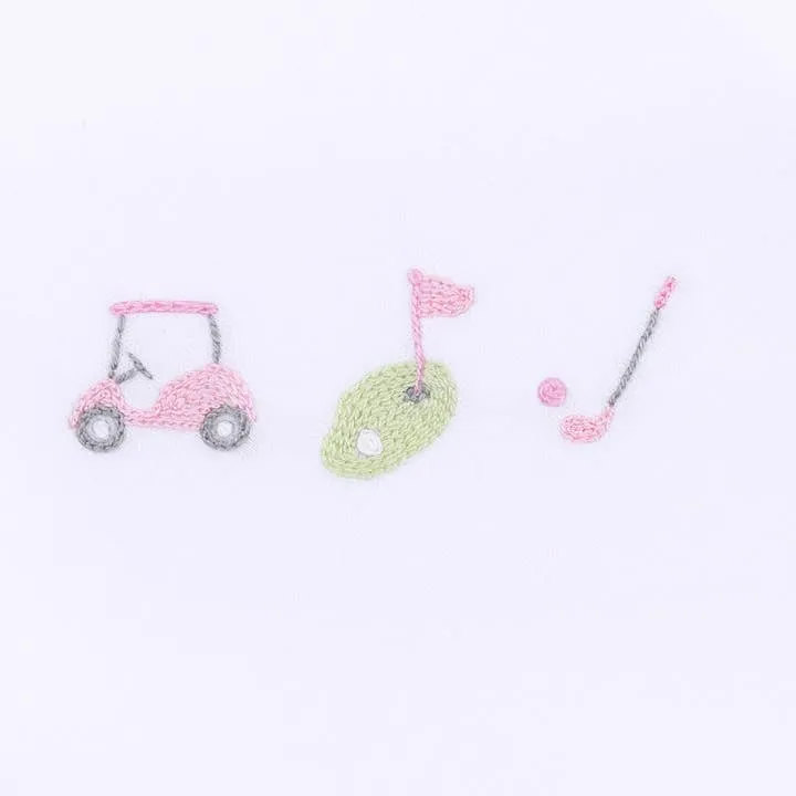 Tiny Tee Time Embroidered Bib