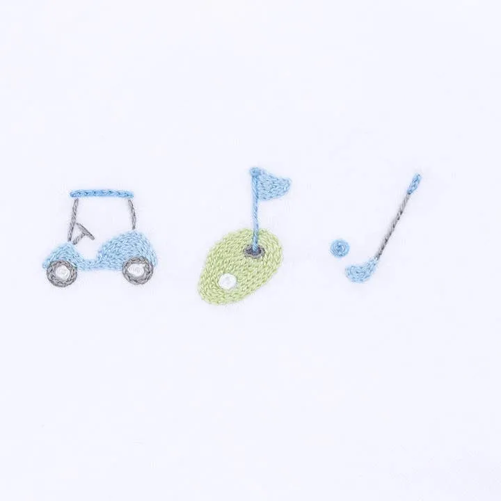Tiny Tee Time Embroidered Bib