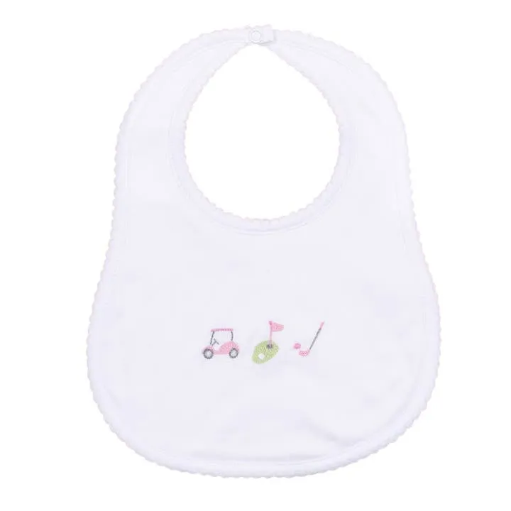 Tiny Tee Time Embroidered Bib