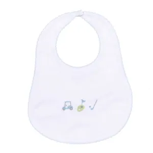 Tiny Tee Time Embroidered Bib